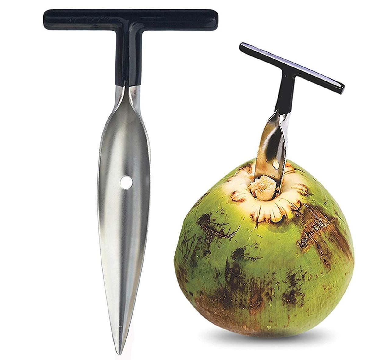 Caspira Stainless Steel Coconut Opener Tool | Coconut Driller | Coconut Opener Machine Manual | Coconut Water Opener Knife | Easy Tender Coconut Punch Tool (6.4 x 3.2 x 0.9 Inch, Pack of 1)