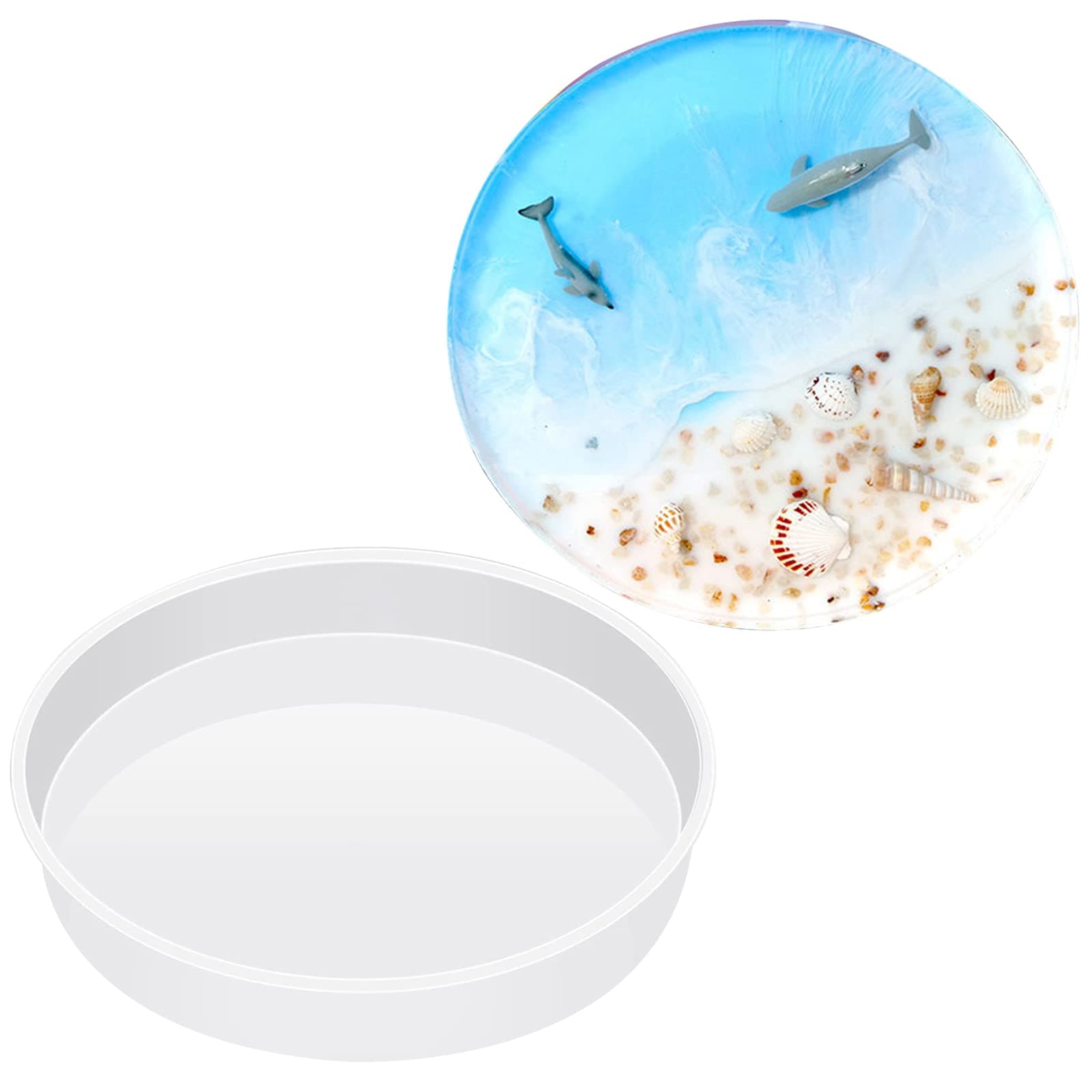 Fuerlun Large Resin Molds 14 Inch Round Silicone Molds for Table, Round Stool, Epoxy Resin Casting Molds for Big Tray, Clock, Resin Art, Gifts