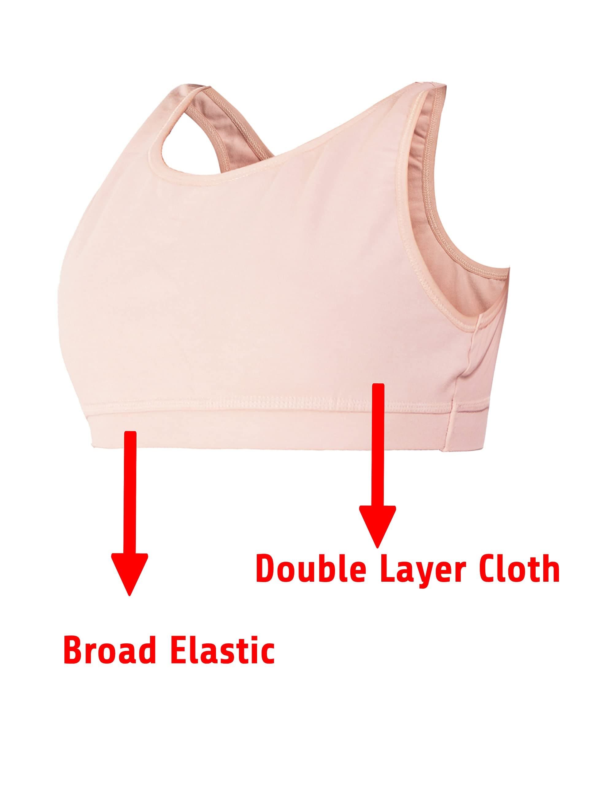 BENZFASHION Girl's Cotton Non-Padded Wire Free Low Back Coverage Sports Bra for Regular, Uniforms, Specially Customised Cloth