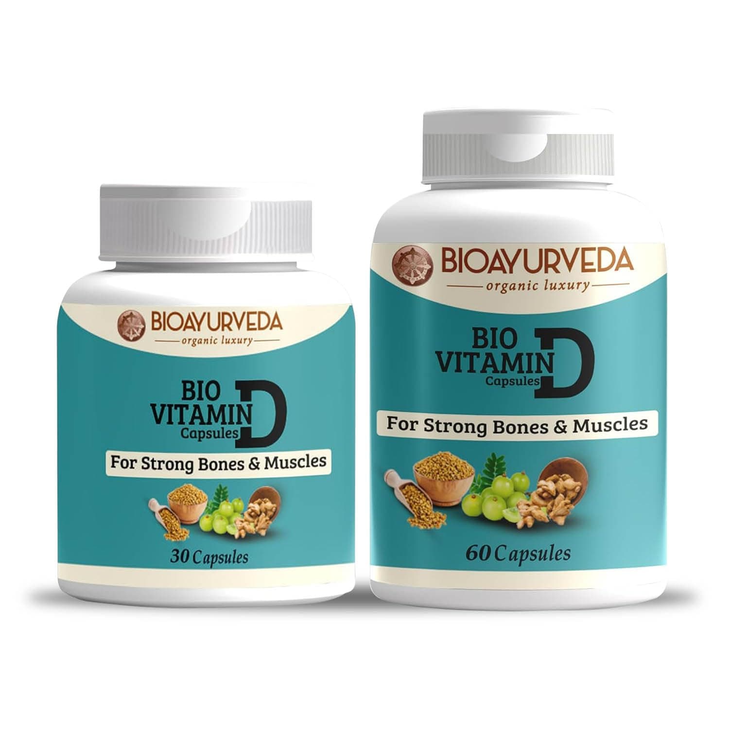 BIOAYURVEDA Bio Vitamin-D Capsule for Strong Bones and Muscles 90 Capsules (30 +60)