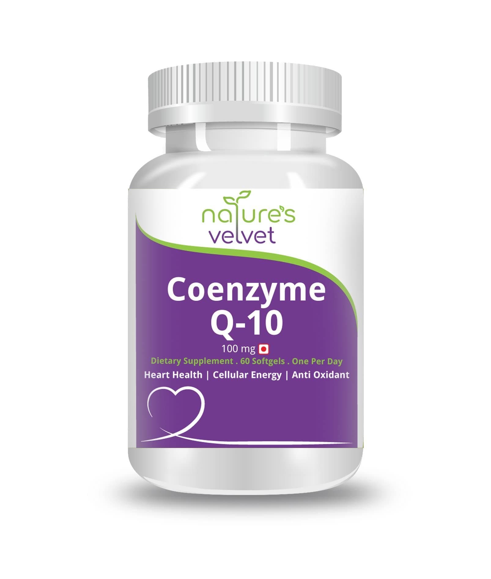 nature's velvet Coenzyme Q-10 Rich in Antioxidant, Promotes Heart Health & Boosts Energy, 60 Softgels (Pack of 1)