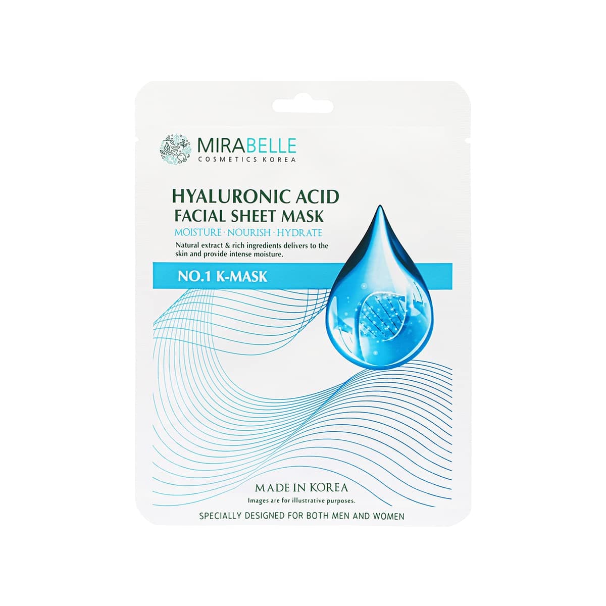 Mirabelle Hyaluronic Korean Face Sheet Mask For Anti-Aging | Hydration (Pack of 2)