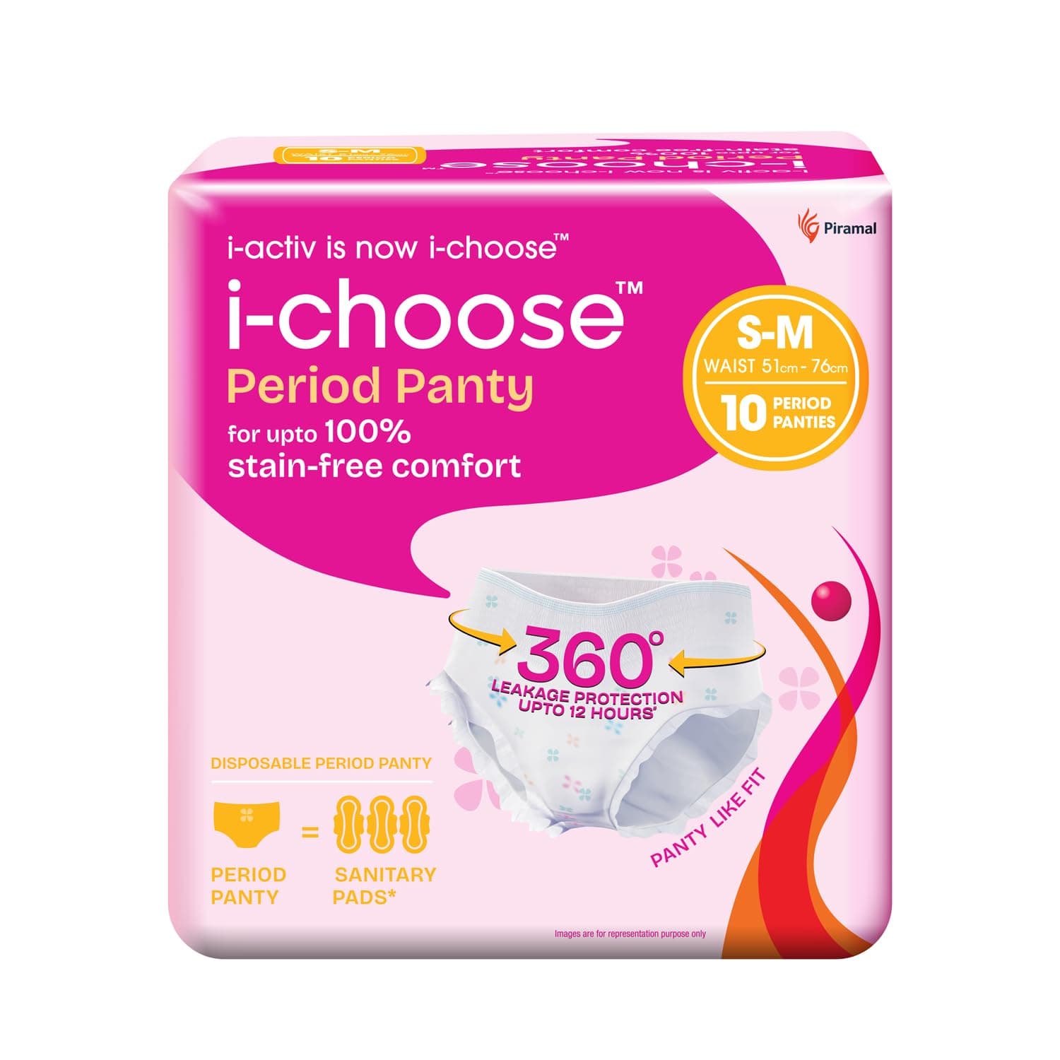 i activ Period Panty for Girls & Women | S-M | 10's Pack | Disposable Period Panties for Women Heavy Flow Periods | For First Periods of Young Teens | 360 Degree Protection | Waist Size - 20" to 30"