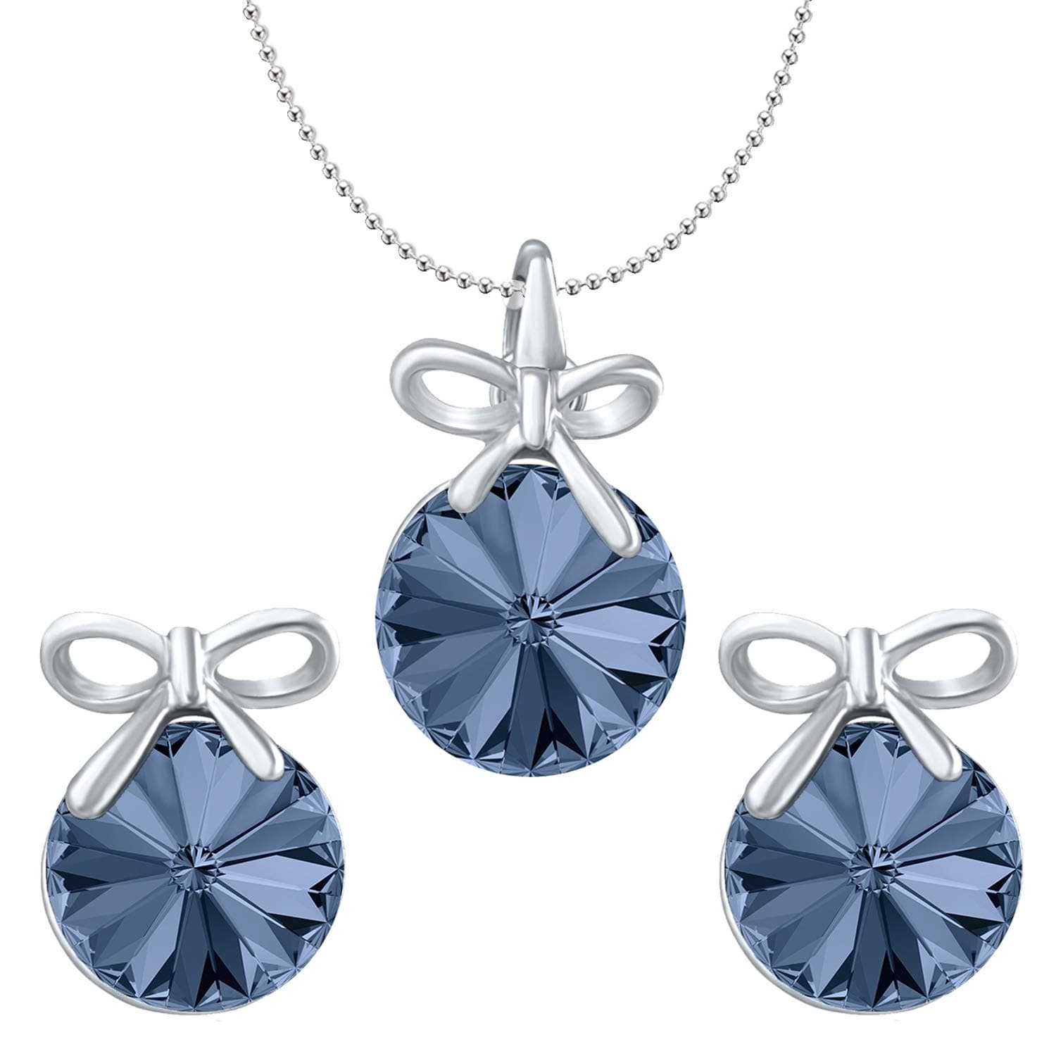 Mahi Montana Blue Bow Pendant Set for Women NL1104080RMBlu