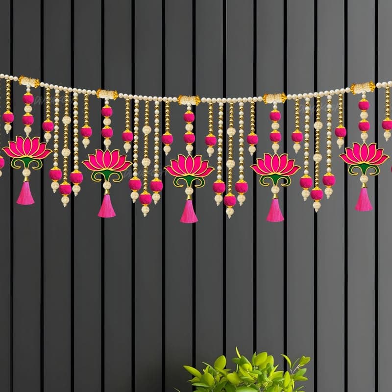 Divyakosh Torans for Entrance Door, Door Hangings for Home Decoration, Lotus Toran | Thoranam for Entrance Door, Toran for Home Decoration, Bandhanwar Size - 38 Inch X 9 Inch