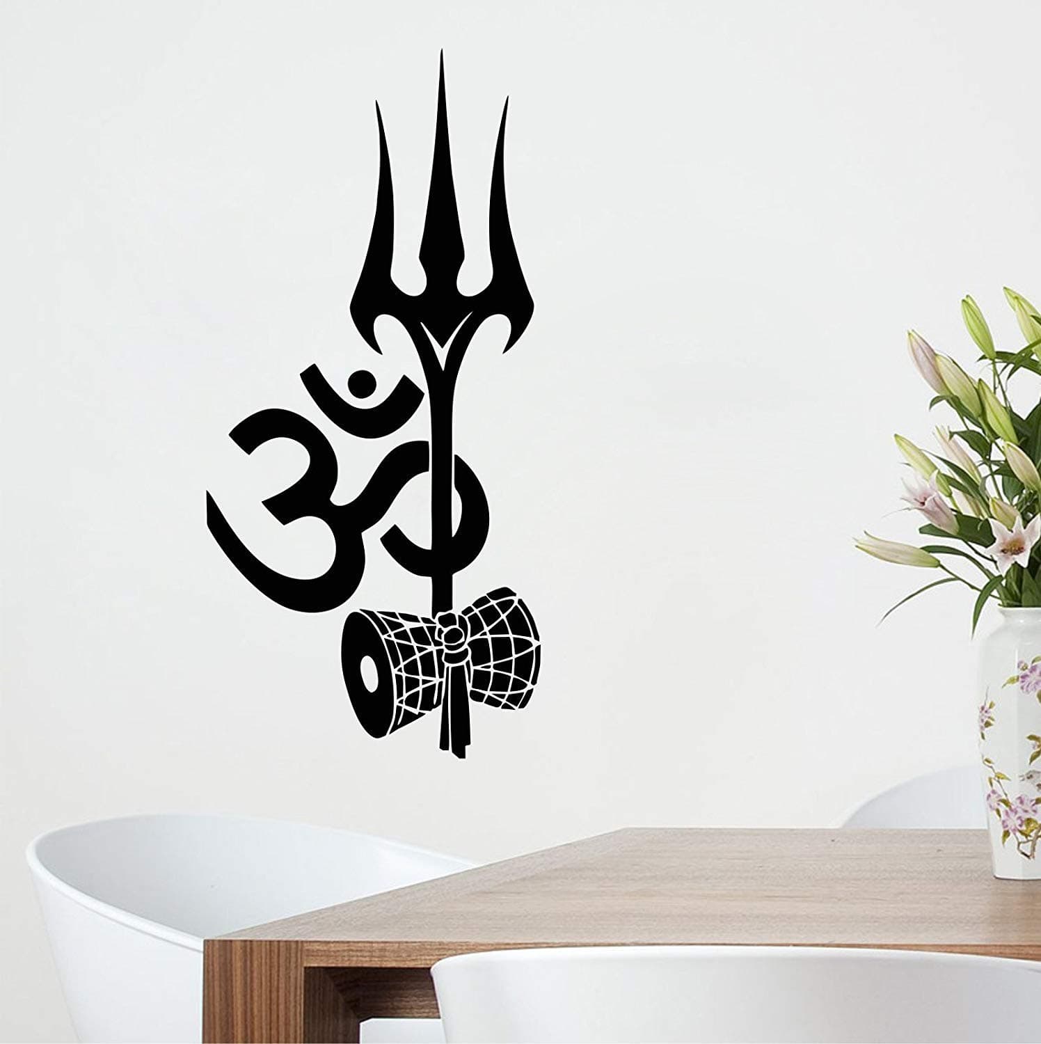 Asmi Collections Spiritual Wall Stickers Shiva Om Trishul Damroo