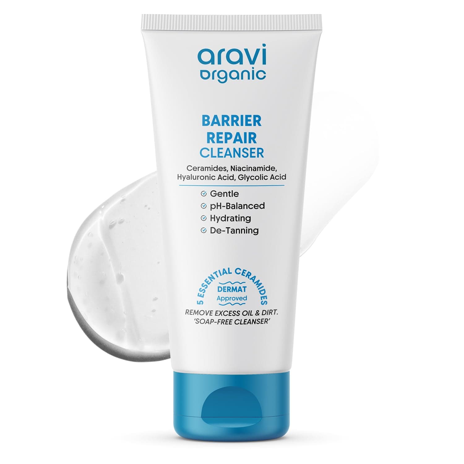 Aravi Organic Hydrating Barrier Repair Face Wash - With Ceramide, Niacinamide & Hyaluronic Acid - Nourishing & Hydrating Cleanser for All Skin Types - Gentle Daily Cleanser for Soft & Smooth Skin - 100 ml