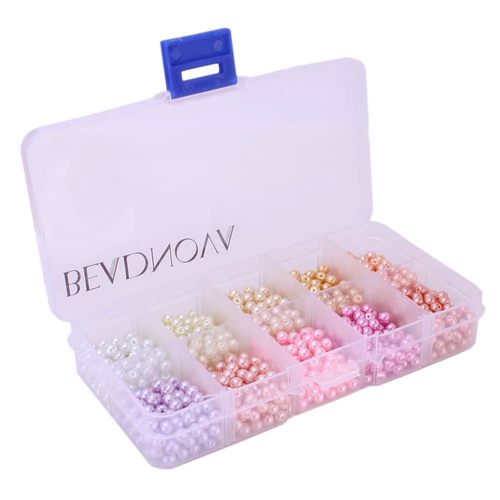 Beadnova 4Mm 1000Pcs Tiny Satin Luster Imitation Pearl Beads Round Glass For Jewelry Making Multi Colors Wholesale Assortment Lot Box Set