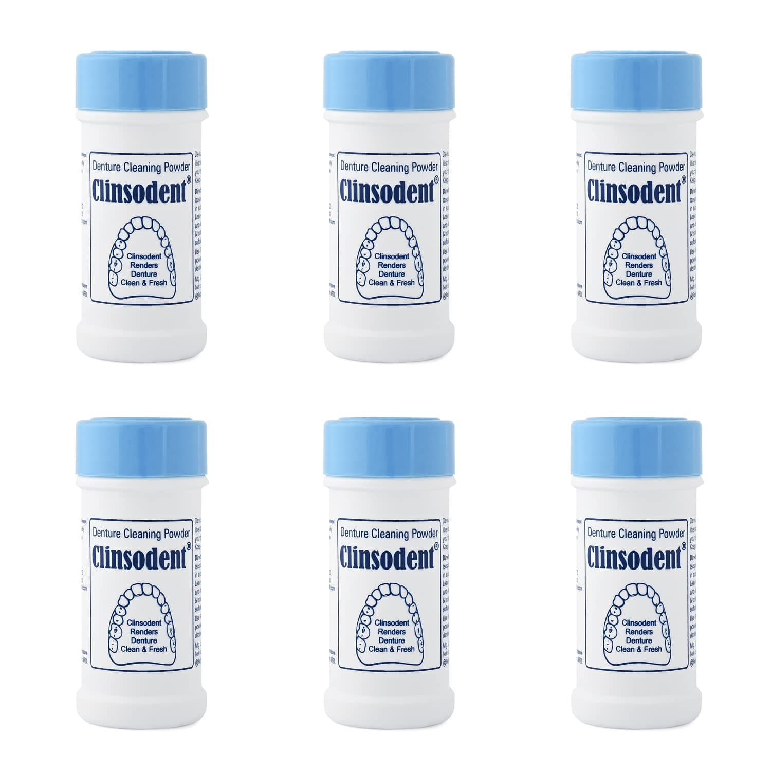 ICPA Clinsodent Denture Cleaning Powder - Antibacterial & Plaque Remover - 60g (Pack of 6)