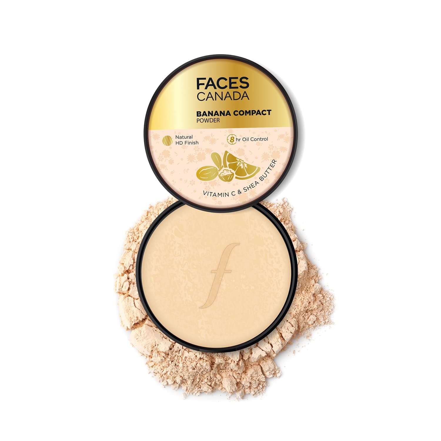 FACESCANADA Banana Compact Powder For All Skin Types 9G|8Hr Oil Control Complexion Enhancer|Smooth Matte HD Finish|Translucent Powder Sets Makeup|Blurs&Conceals|Radiant Flawless Skin|Vitamin C,Cream