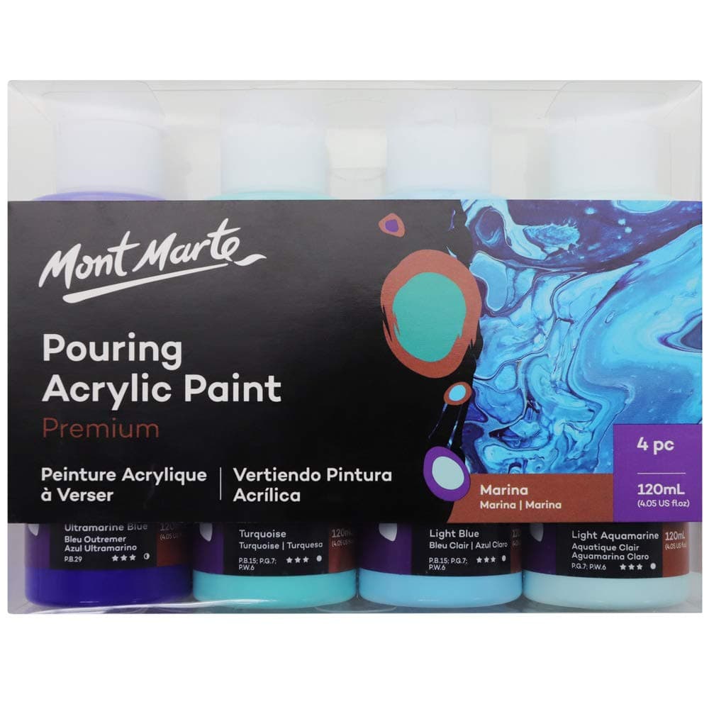 Mont Marte Premium Pouring Acrylic 120ml 4pc - Marina
