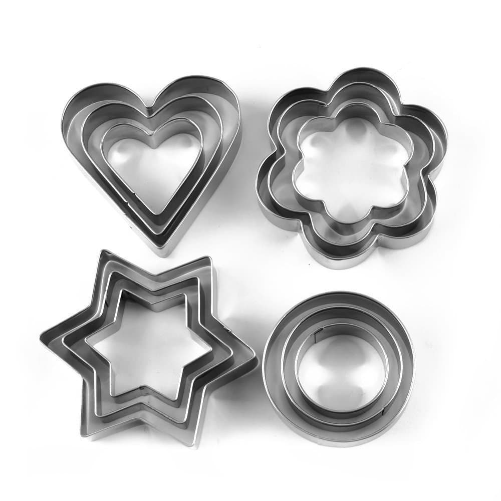 Renesmee™ Cookie Cutter 12Pcs/Set Pastry Fruit Molds Stainless Steel Heart Flower Round Star Biscuit Mould Fondant Cutting Cutters