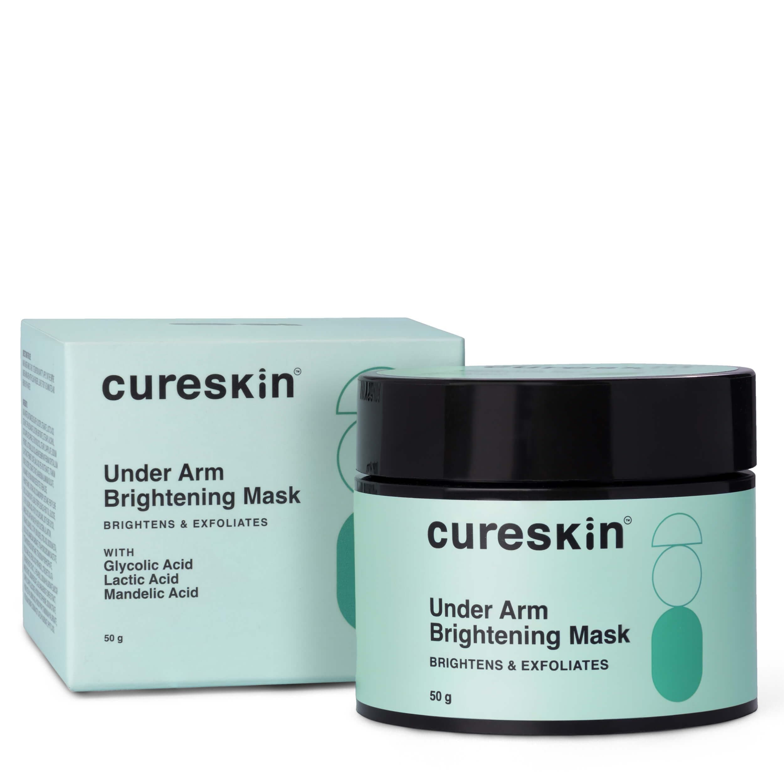 Cureskin Under Arm Brightening Cream Mask with Lactic Acid, Glycolic Acid & Malic Acid | Dark Underarms & Hyperpigmentation | Under Arm Dark Removing Cream, 50 g (Pack of 1)