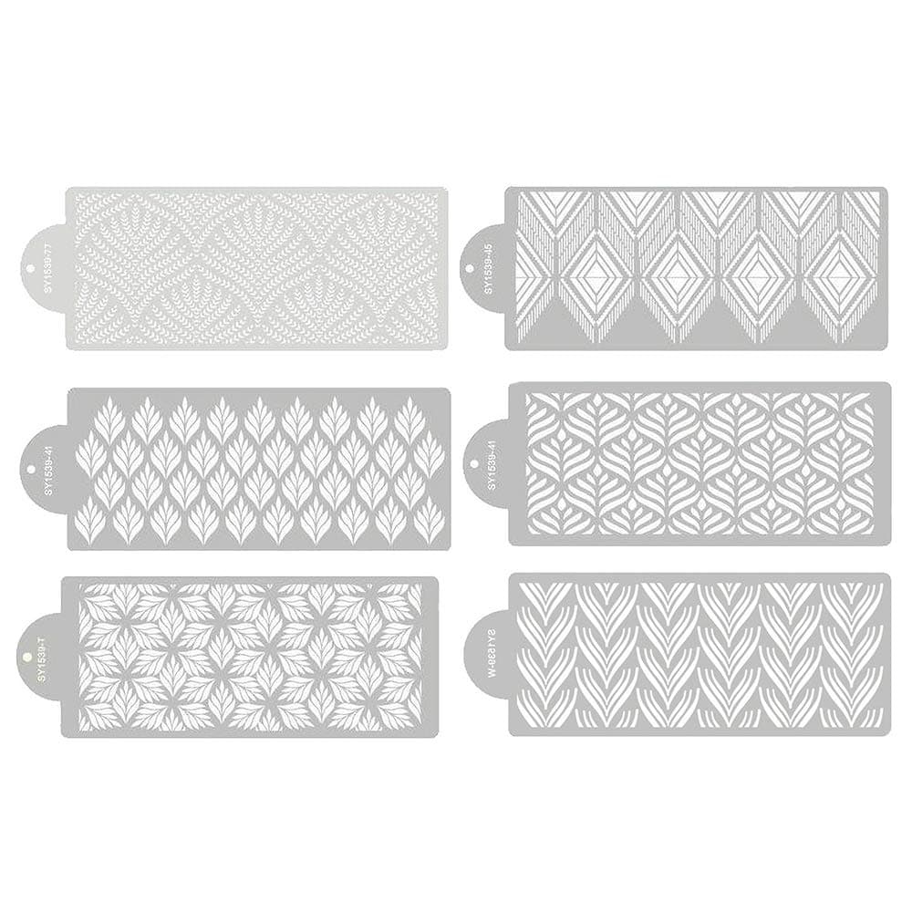 RAYNAG 6 Pieces Cake Stencils Baking Templates Cookie Fondant Cupcake Embossing Mesh Stencil Dessert Decorating Molds, Spray Cake Painting Stencils
