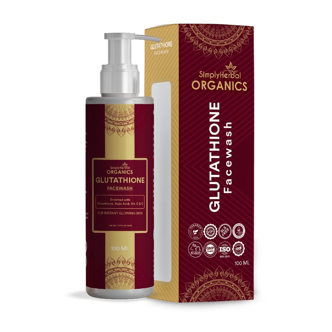Simply Herbal Glutathione Face Wash with Vitamin C & E, Kojic Acid | Oil Control & Cleansing | Hydrating Daily Facewash for Skin Brightening - 100ml