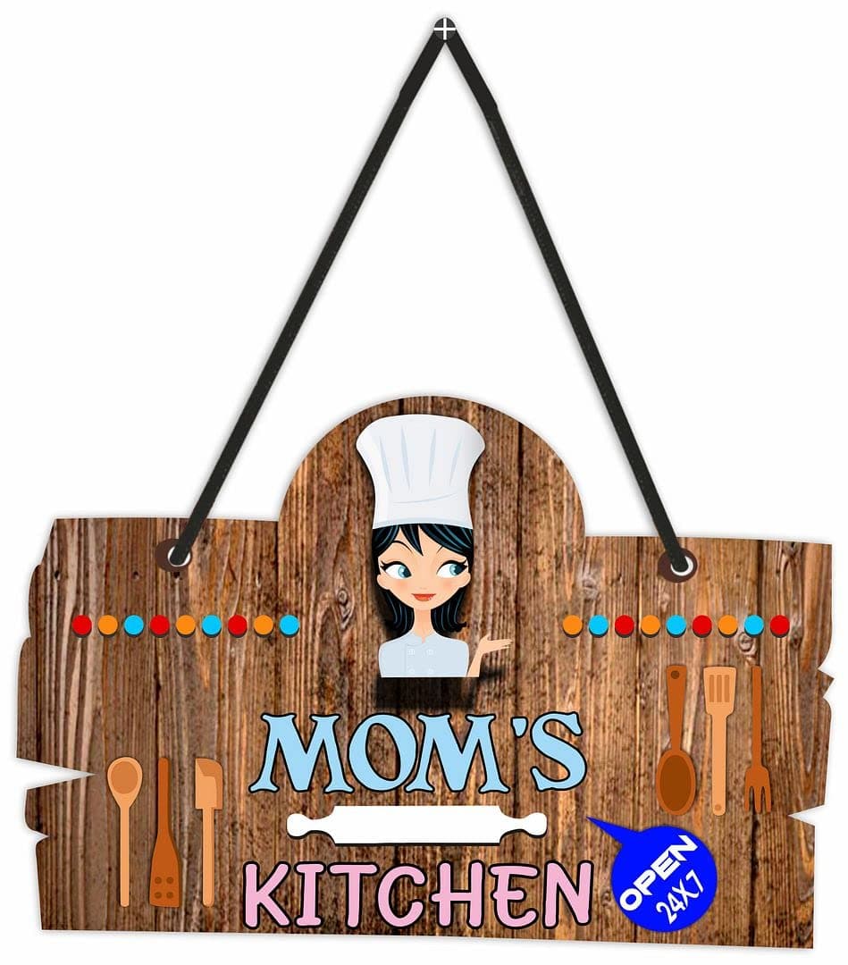 CVANU Mom's Kitchen Wall Hanging/Door for Decorative Home & Kitchen