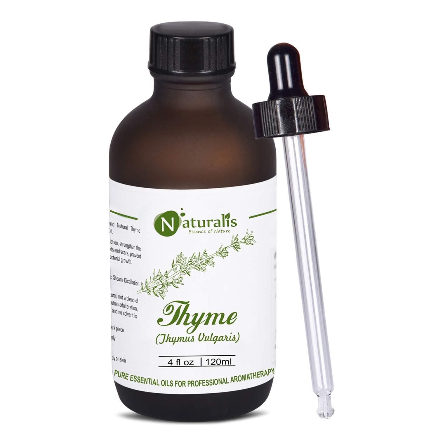 Naturalis Essence Of Nature Thyme Essential Oil 100% Undiluted Pure And Natural Therapeutic Grade For Skin Conditions, Clear Breathing, Coughs And Hair Growth - 120Ml