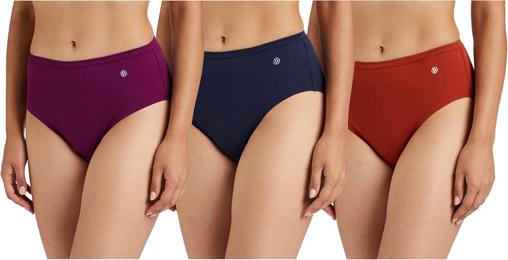 Van Heusen Women Hipster Panty - 100% Super Combed Cotton - Pack Of 3 - Anti Bacterial, No Marks Waistband, Moisture Wicking, Full Coverage, Multicolor