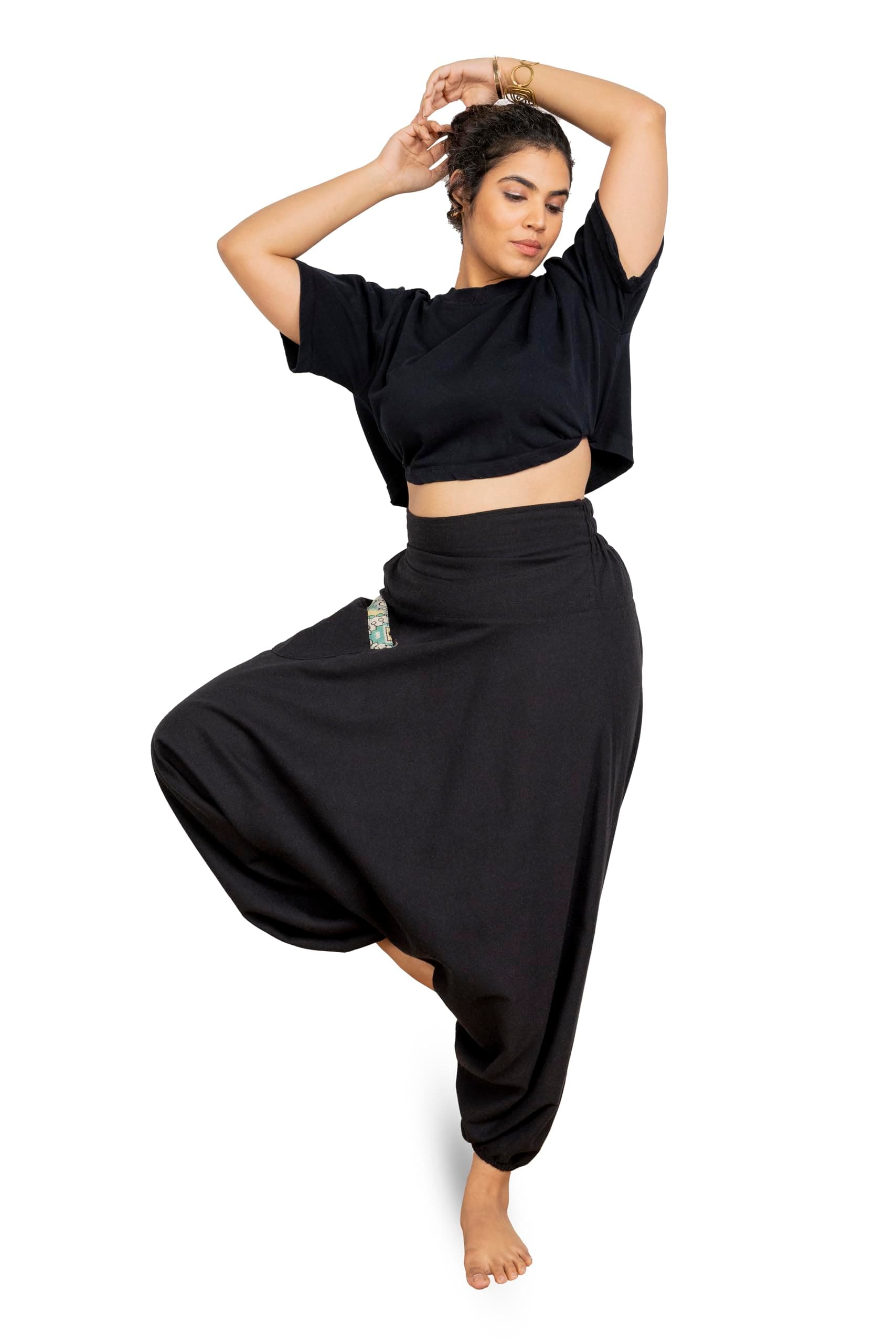 Aatman Free Size Eco-Friendly Aladdin Harem Pants for Women's Cotton Hippie Boho Baggy Style Drop Crotch Outfit