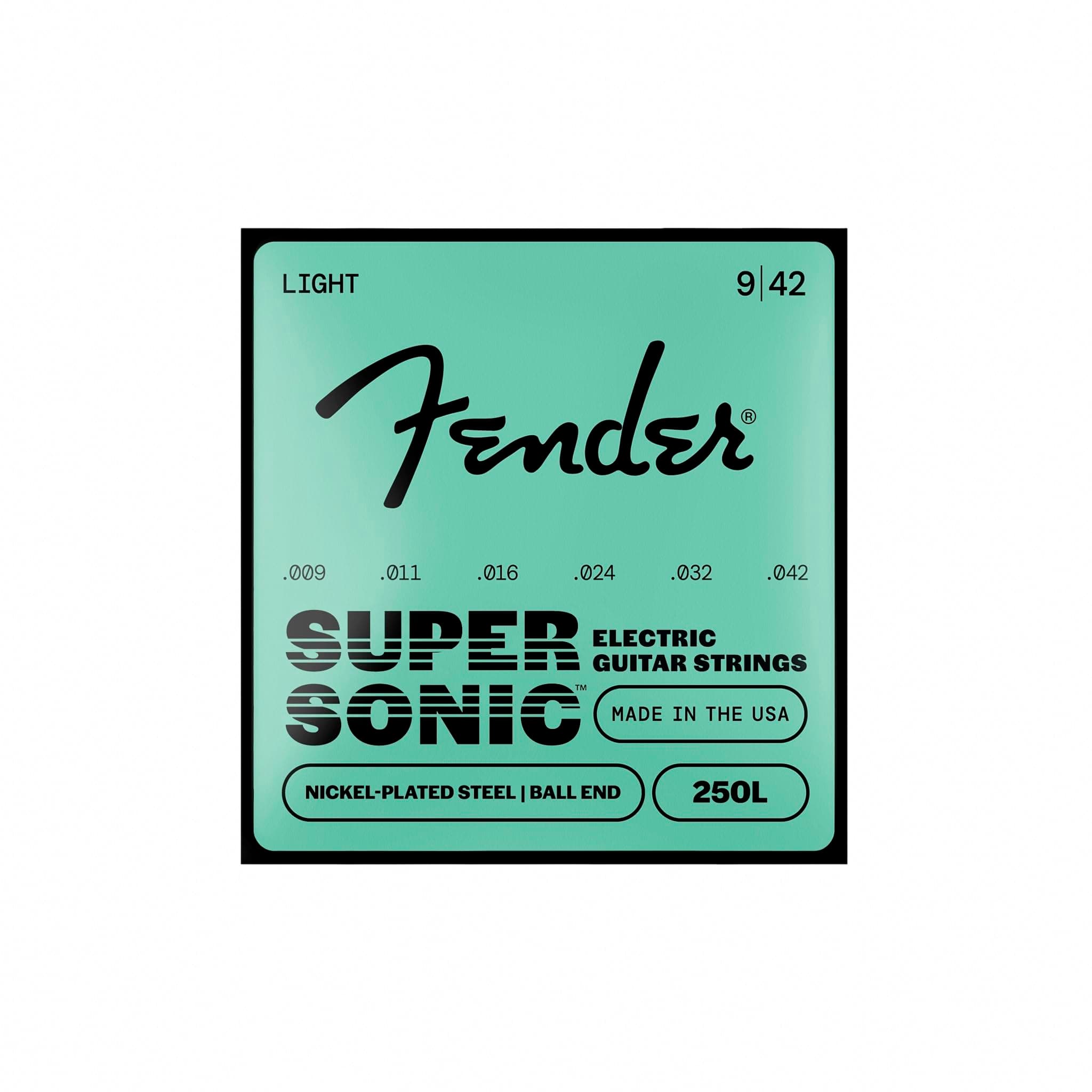 Fender Super 250 Nickel-Plated Steel Electric Guitar Strings, Light Gauge .009-.042, Model 250L, Model 0730250403