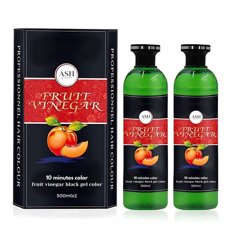 Fruit Vinegar Hair Dye Color for Both Men, Women, Natural & Ammonia Free Color Dye for Men & Women Black Hair (500ml x 2) - Black