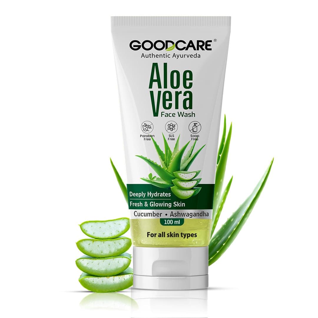 Goodcare Aloevera Face Wash 100ml by Baidyanath | For Men & Women | Fights Acne & Pimples | Oil Control | Aloevera, Neem, Turmeric & Saffron | Free from Soap, Sulphates & Parabens