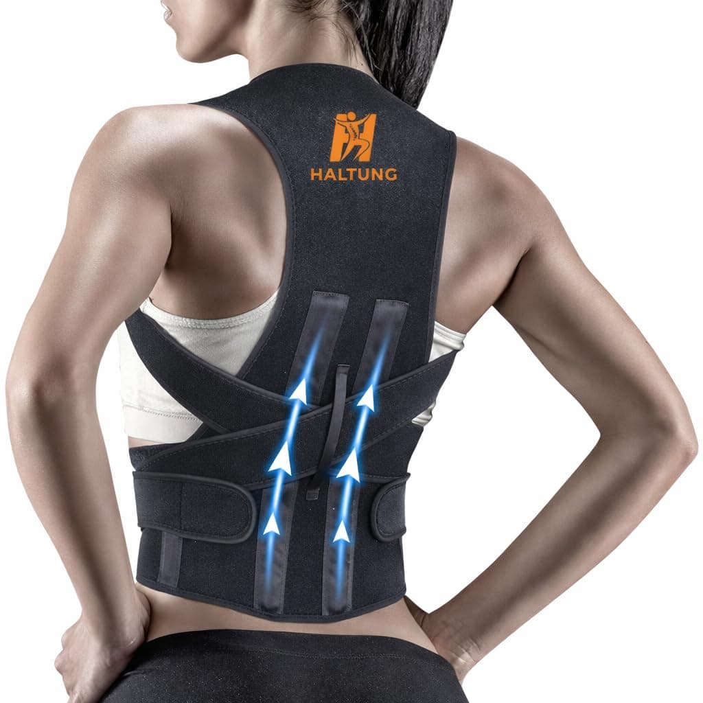 HALTUNG Posture Corrector-Back Brace for Men and Women- Fully Adjustable Straightener for Mid, Upper Spine Support- Neck, Shoulder, Clavicle and Back Pain Relief-Breathable belt(Universal Size)