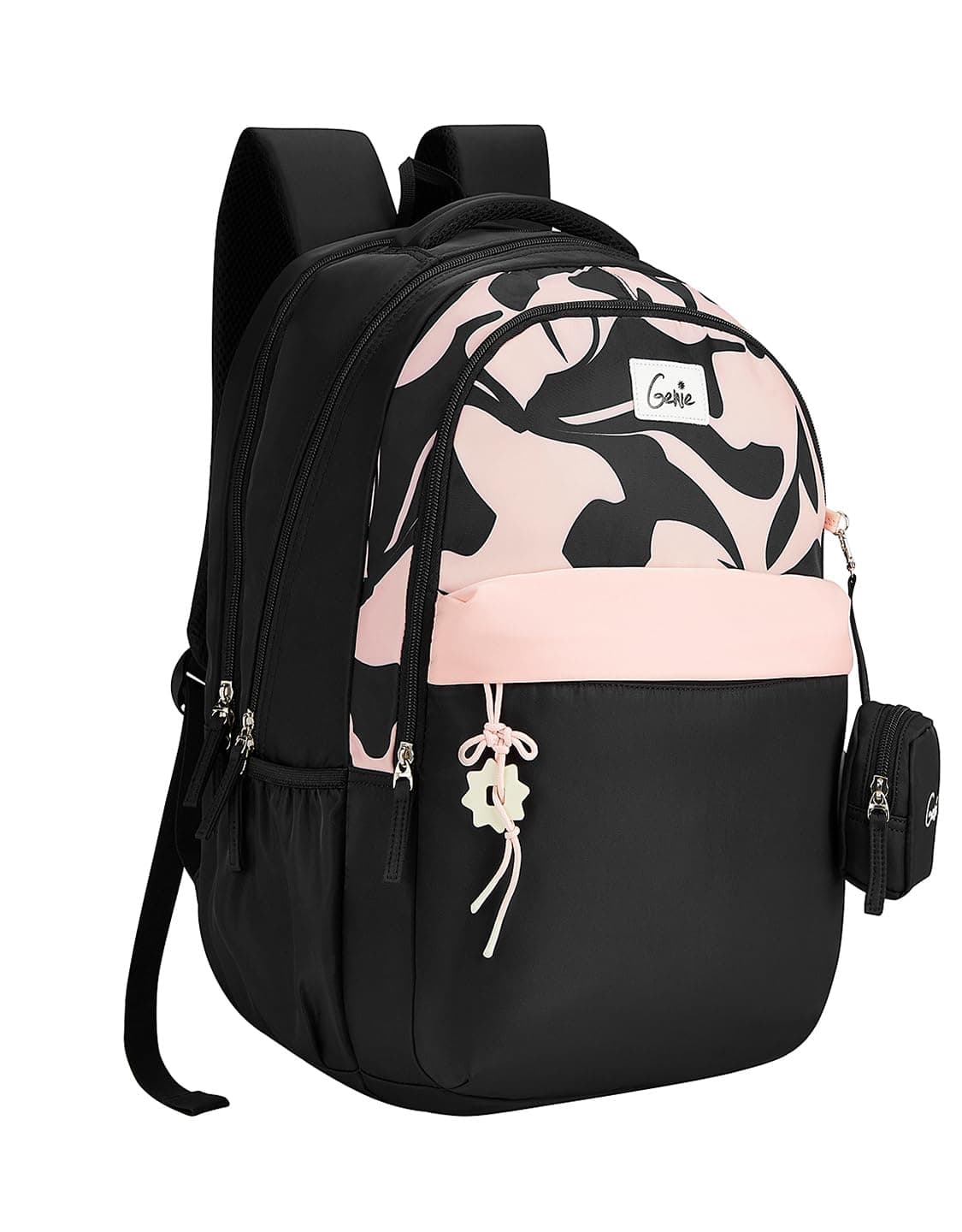 Genie Alba School Backpack For Girls |19 Inch-40 Litres With Laptop Sleeve, Rain cover, Three Compartments, |Best for Books, Water Bottles, Stationery, Laptop, Lunch Box & Essentials - Black