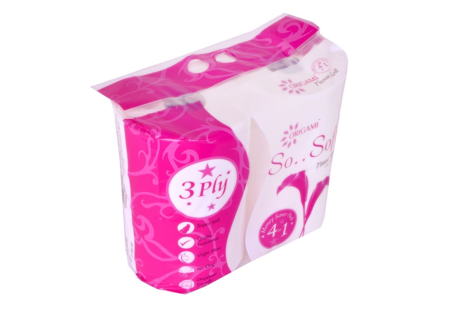 Origami So..Soft Tissues Roll, 3Ply - 4 in 1