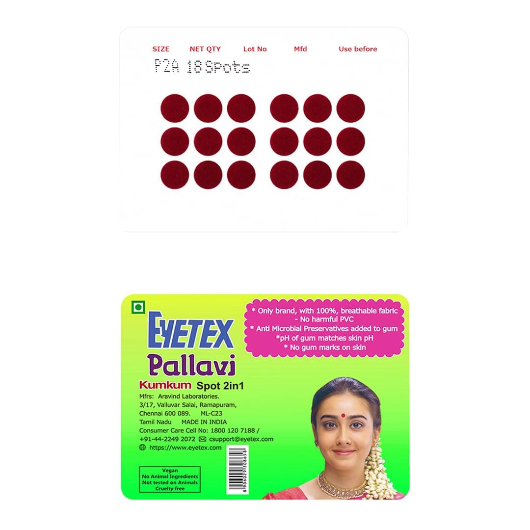 Eyetex Pallavi Sticker Bindi/Pottu|Round|Aloe Vera & Papaya Extracts|Breathable Non-Irritating Velvet Fabric|P2A|Light Maroon|20 Flaps