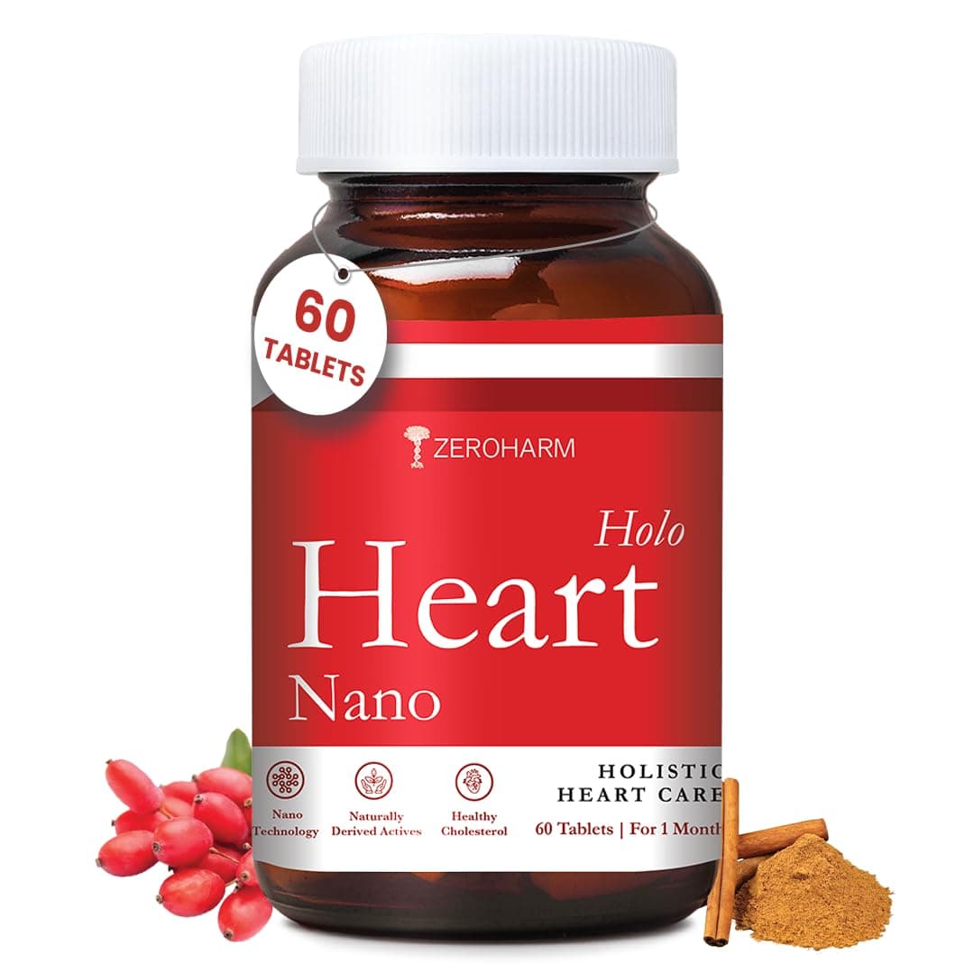 ZEROHARM Holo Heart Tablets | Plant-based Heart Health Supplements | Prevents Coronary Artery Diseases, Heart Blockages for Men & women | Manages Lipid Profile Advanced Nanotechnology | 60 Tablets