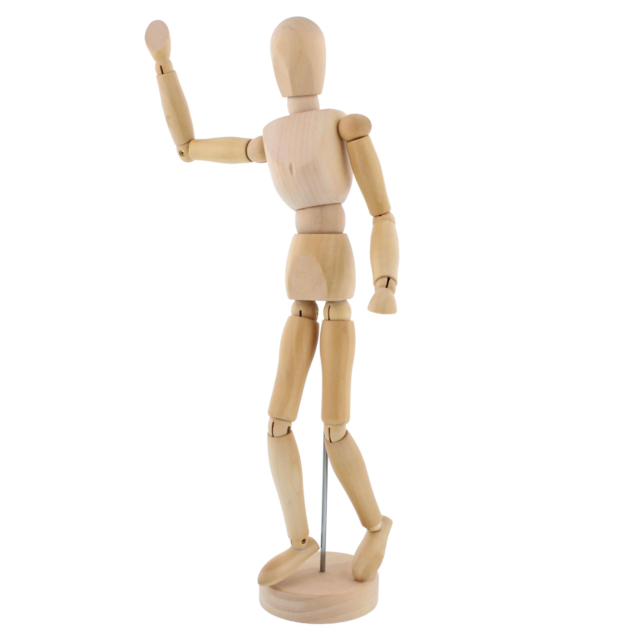US Art Supply Wood 12" Artist Drawing Manikin Articulated Mannequin with Base and Flexible Body - Perfect For Drawing the Human Figure (12" Male)