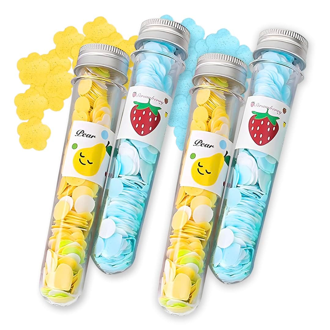 Multibrite Disposable Paper Soap Tube, Mixed Fragrance Paper Soap Sheets, Flower Design, Compact and Portable, Gentle on All Skin Types, Dissolves Easily, Hygienic and Travel-Friendly (Pack Of 4)