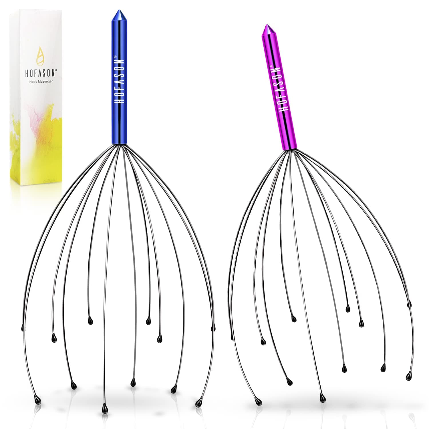 HOFASON Scalp Massagers,Handheld Head Massage Tingler,Scratcher For Deep Relaxation,Hair Stimulation And Stress Relief (2 Pack,Random Colors)