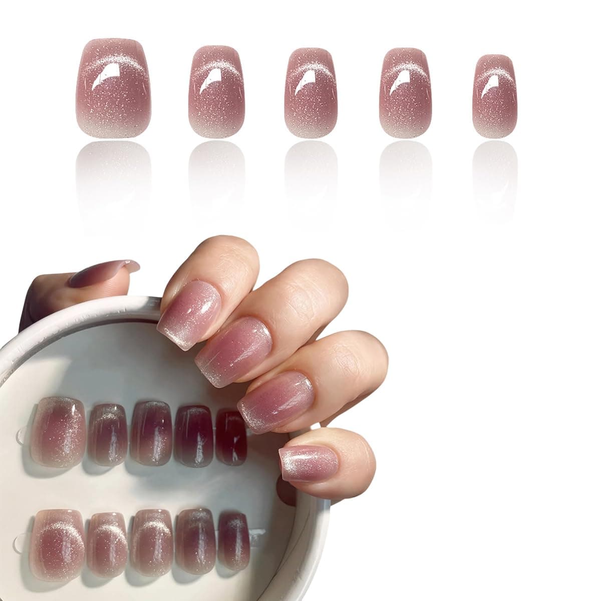 Anzailala 30 Pcs Press On Nails for Women, Short Fake Nails Kit (30 Pcs)