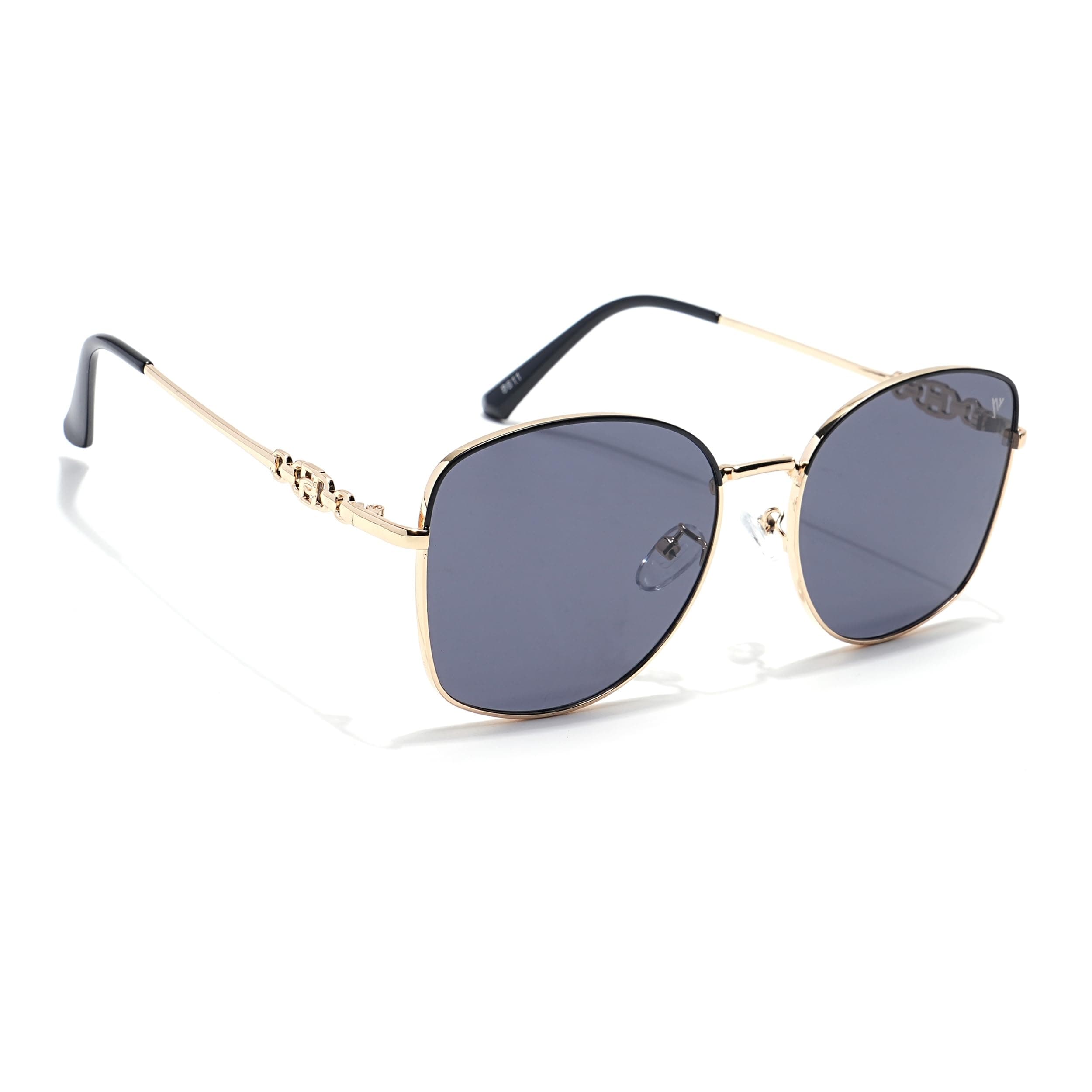 Voyage Oversize Non Polarized Oversized Sunglasses For Women (Grey & Pink Lens | Golden Frame - MG6036)