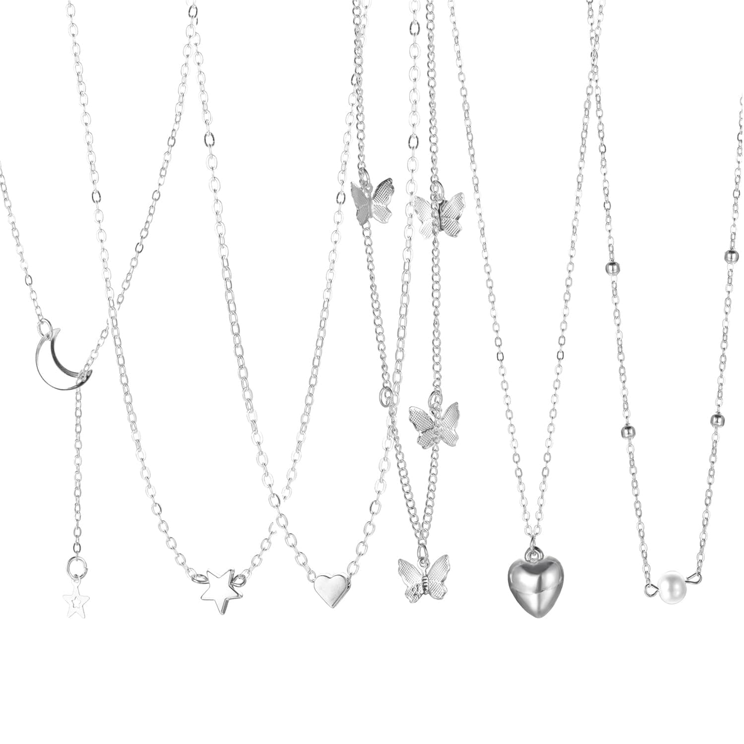 Shining Diva Fashion 6 Pcs Combo Latest Stylish Western Necklace Set for Women Pendant Necklace Gifts for Girls (15857np)