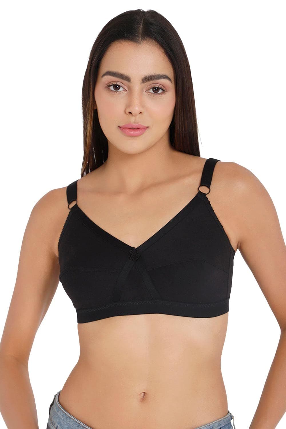 INTIMACY LINGERIE Women's Cotton Brassiere | Non-Padded | Non-Wired | Full Coverage | Super Support, with Smooth Lift Providing Super Closure Cleavage Regular Bra | 1 Piece | (Kriss Kross_P)