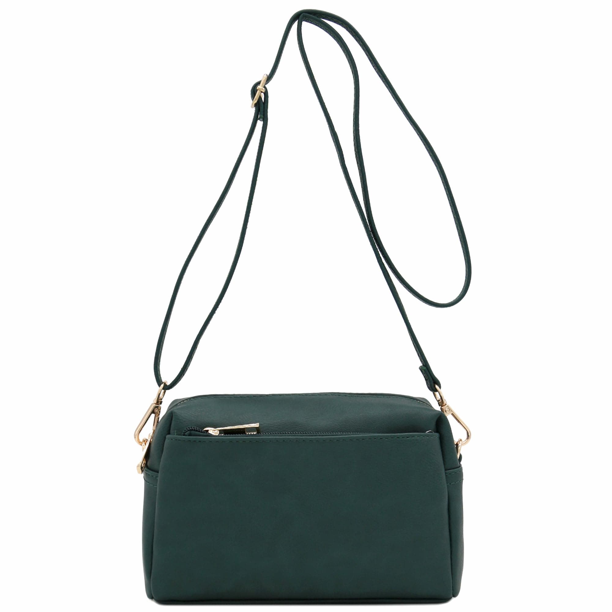 Triple Zip Small Crossbody Bag (Hunter Green)