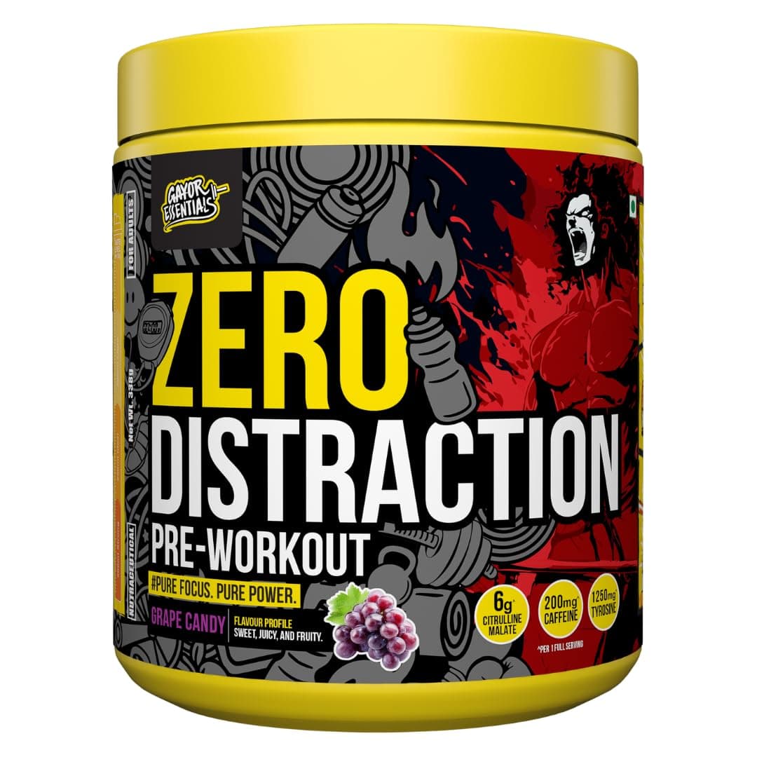 Gayor Essentials Zero Distraction Pre Workout Powder | Laser Focus + Energy | 200mg Caffeine | 6g Citrulline Pump | No Creatine, No Crash