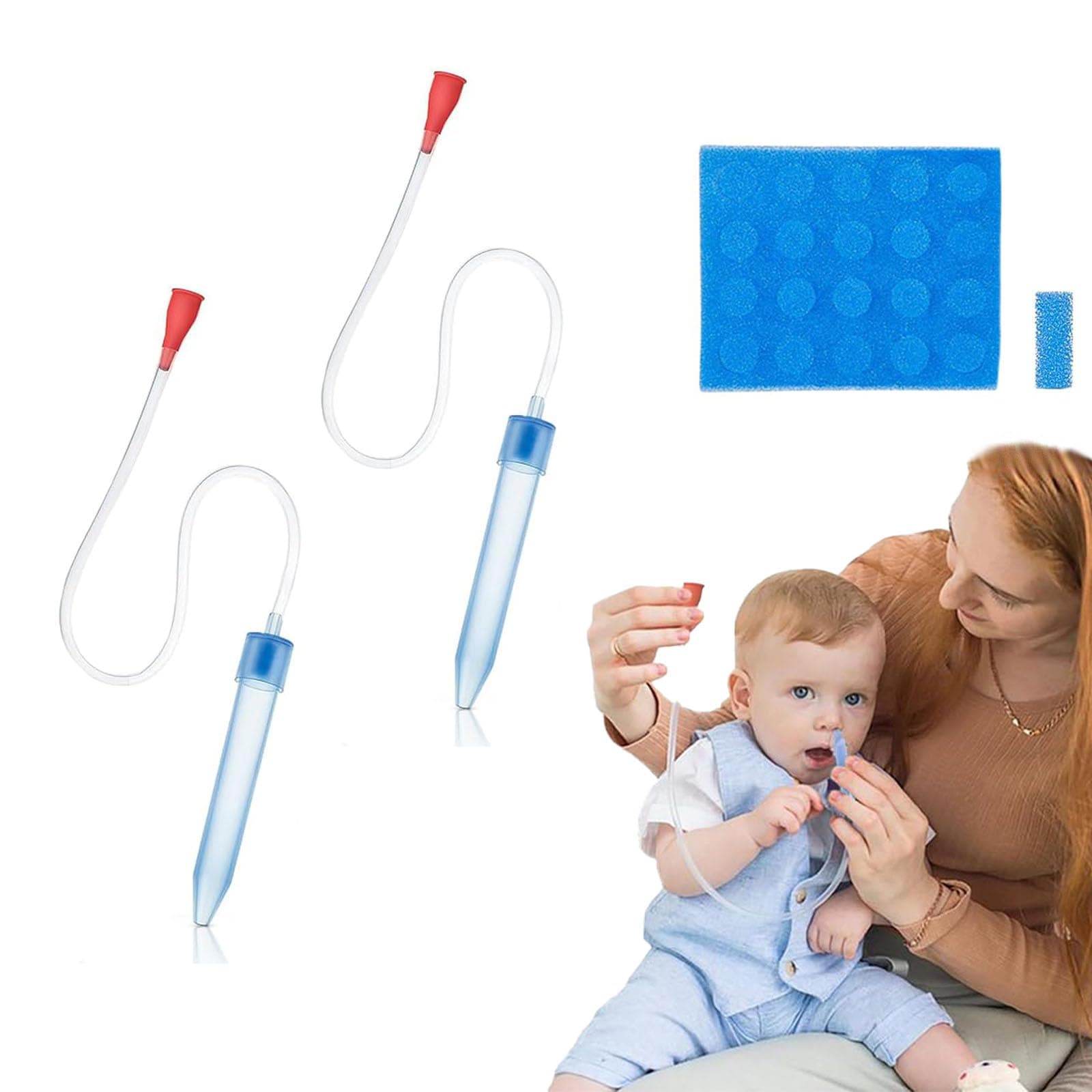 2Pcs Nasal Aspirator for Baby Newborn, Baby Nose Cleaner with 20 Filters, Portable Mucus Sucker for Infant Nasal Care, Safe and Hygienic Nose Suction Pump for Kids