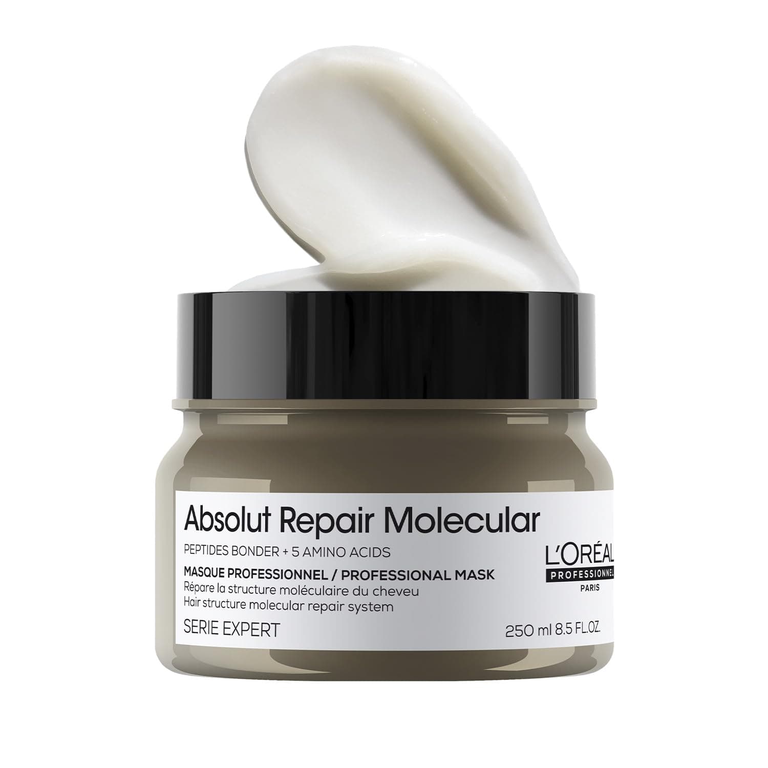 L'Oréal Professionnel Absolut Repair Molecular Deep Repairing Cream Mask for Damaged Hair | Repairs Very Damaged Hair and Restores Strength With 2% Peptides Bonder & 5 Amino Acids, 250ml