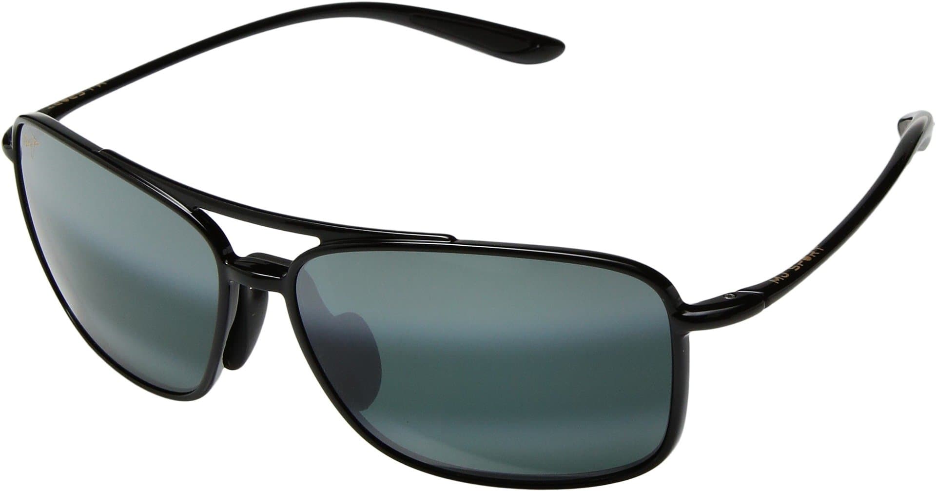 Maui Jim Gloss Black/Natural Grey Kaupo Gap Sunglasses (437-02-001, 61 mm)