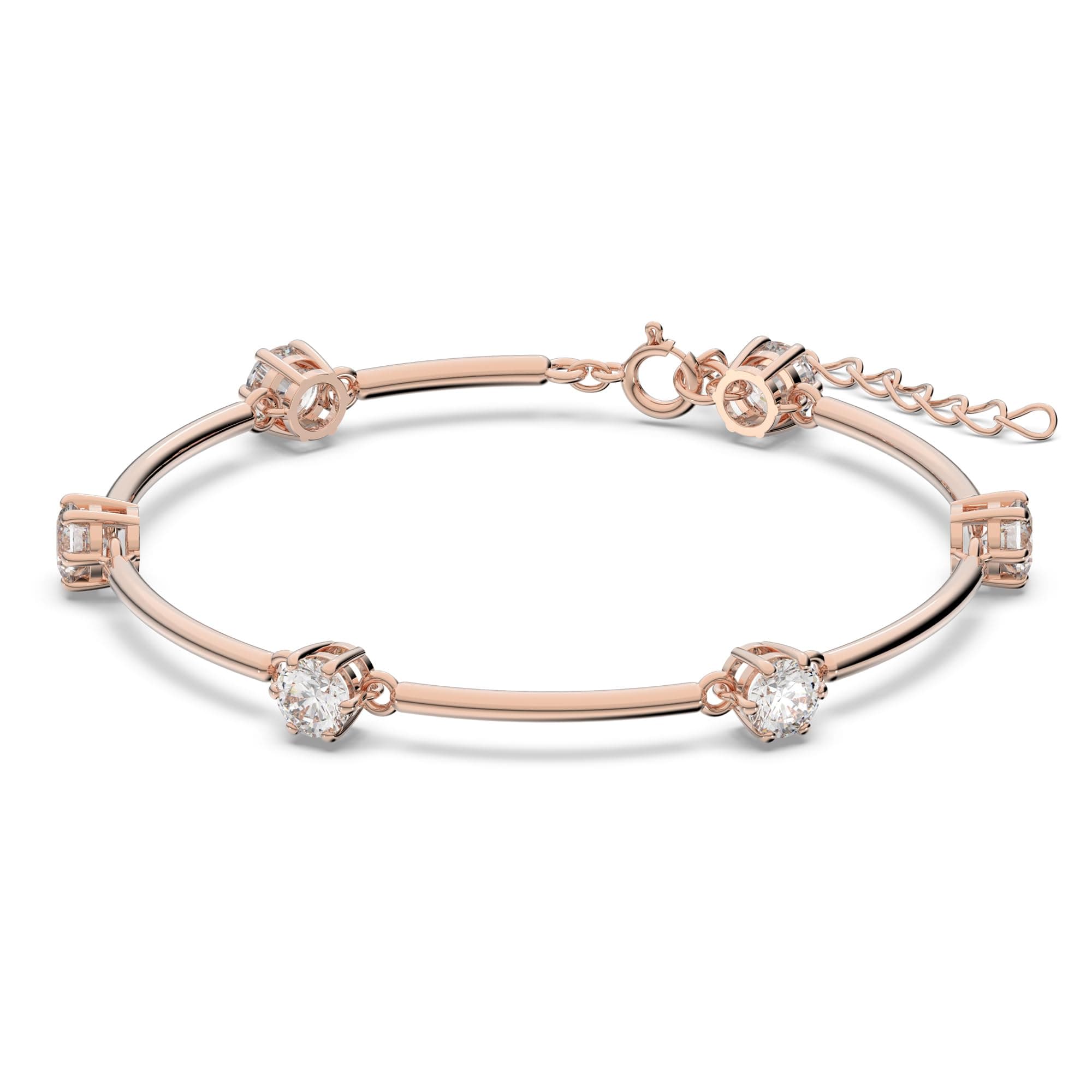 Swarovski Constella bangle, Round cut, White, Rose gold-tone plated
