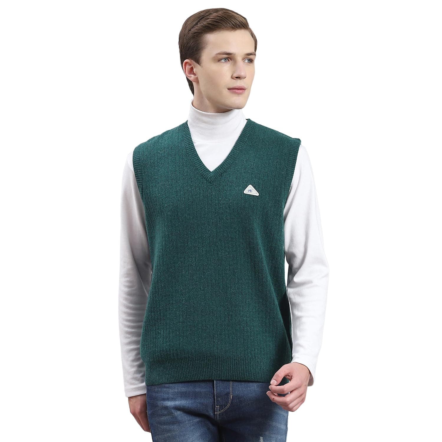 Monte Carlo Mens Lambs Wool Solid Sweater (1230118Sl-2599-46, D Green Multy, 3XL)