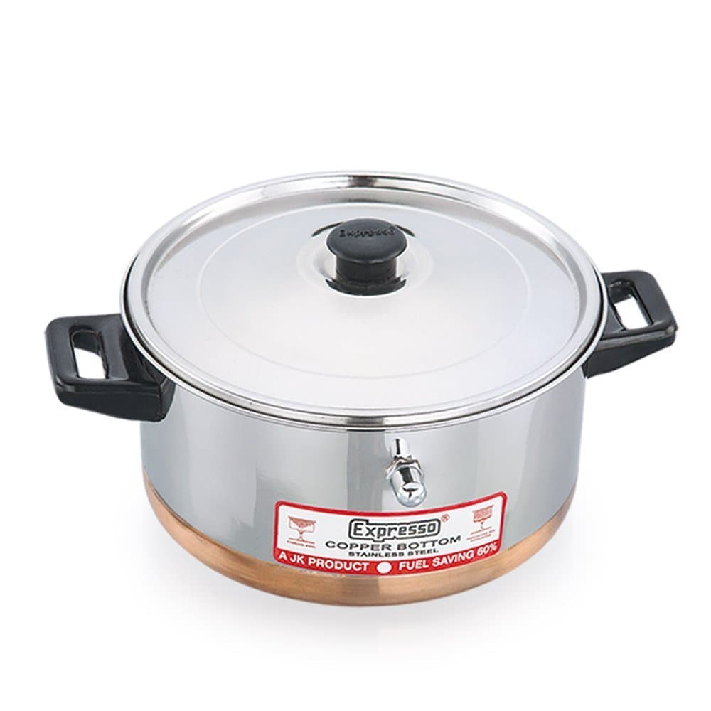 Expresso Stainless Steel Flat Model Milk Boiler w/Copper Bottom, Milk Boiler for Kitchen 3 Litrers