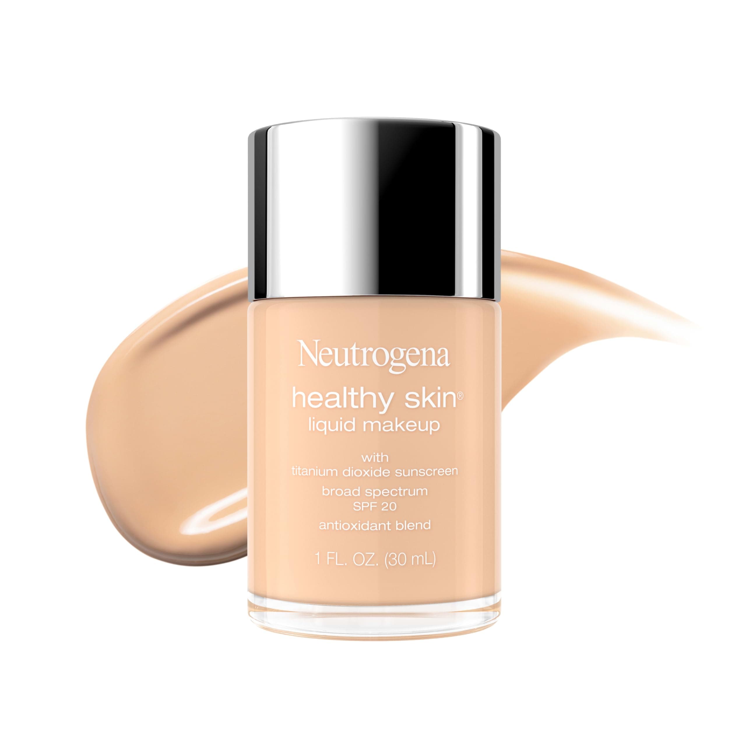 Neutrogena Healthy Skin Liquid Makeup Foundation, Broad Spectrum SPF 20 Sunscreen, Lightweight & Flawless Coverage for All Skin Types, Classic Ivory, 1 Fl. Oz