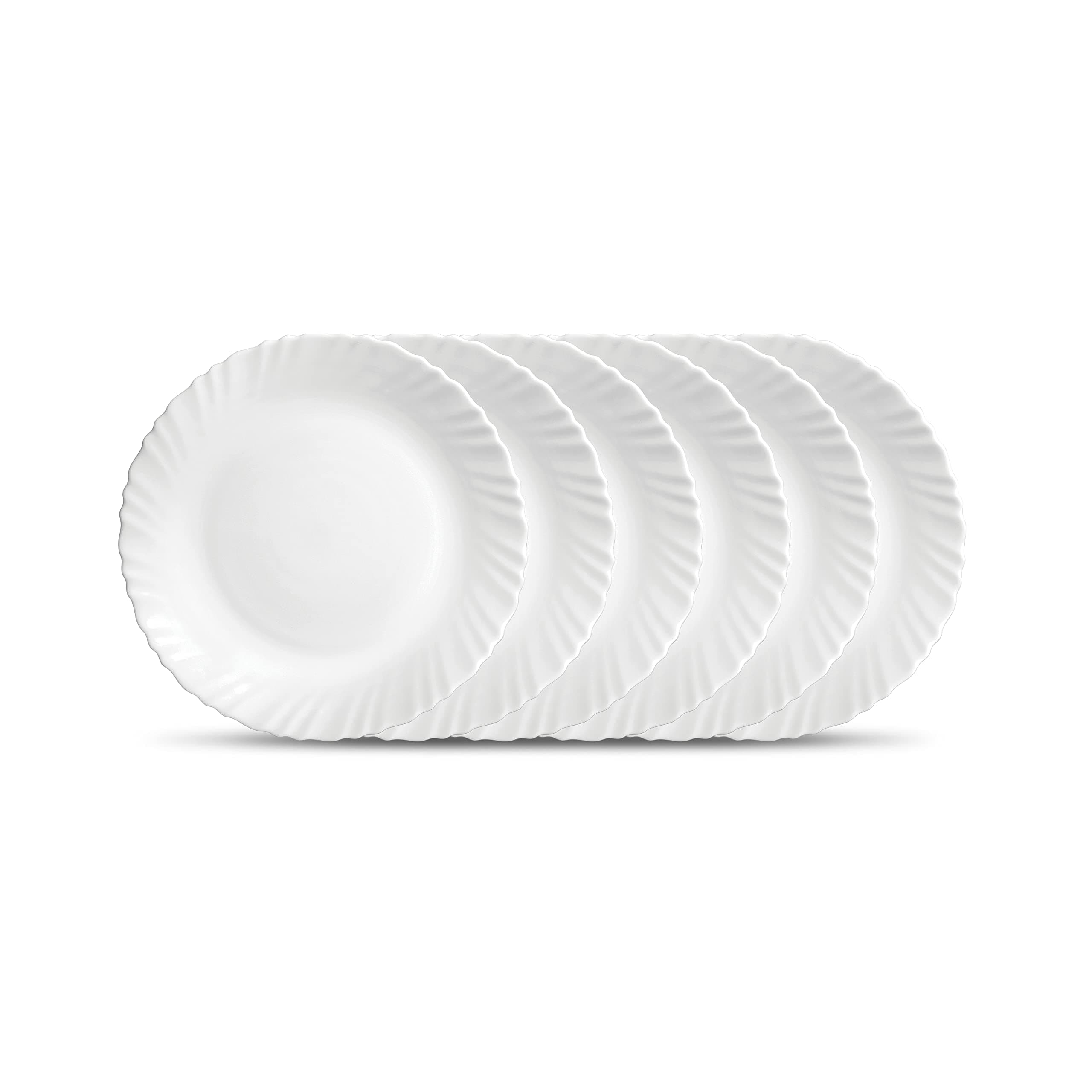 La Opala Diva, Classique Collection, Opal Glass Full Plate Set 11" 6 pcs, Plain White