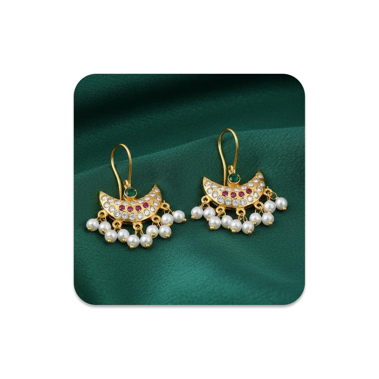VAMA FASHIONS 18K Gold Plated Anti Tarnish Half Moon Design Maharashtrian Traditional Press on Bugadi Upper Ear Clip on Earrings for Women & Girls