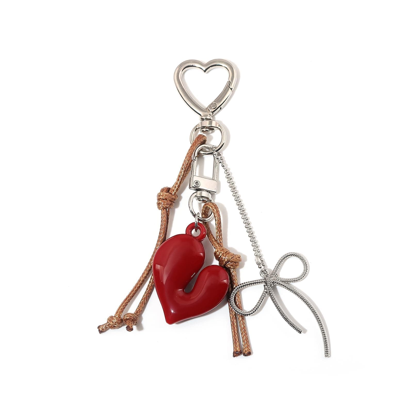 Pmeixcy Heart Keychain, Cute Bag Charms for Handbags, Stylish Key Chain for Girls, Trendy Aesthetic Accessories, Red Heart Shape Keychain for Car and Purse Decor